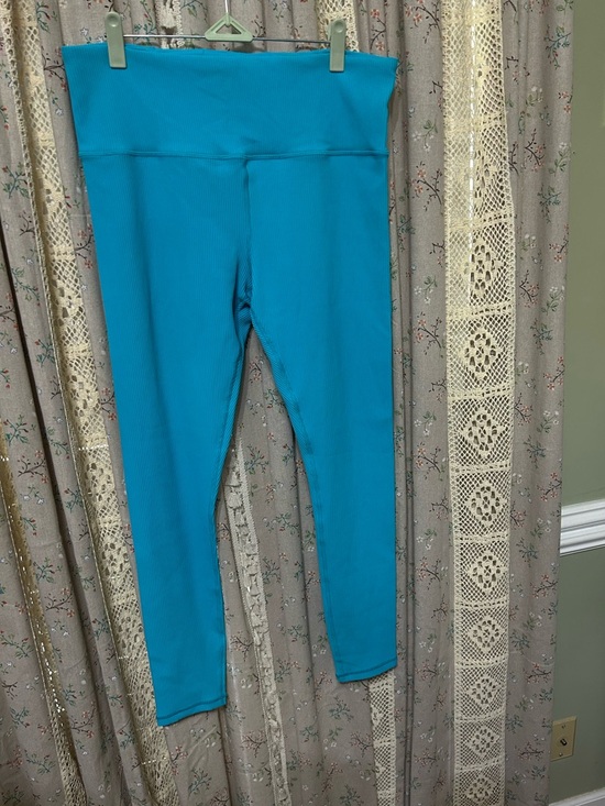 Athleta Pants - Athleta Elation Rib Tight Legging XL Tall Turquoise Blue High Rise Ribbed